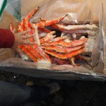 Extraordinarily huge crab legs (Lucy's hand is for scale - she isn't going for the stealth sashimi grabbing manoeuvre)