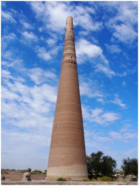 The story goes that when Ghengis Khan destroyed this town he spared the minaret because it was so high his hat fell off when he looked up at it. Yes, THAT Ghengis Khan.