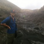 James looking happy on a lava stream